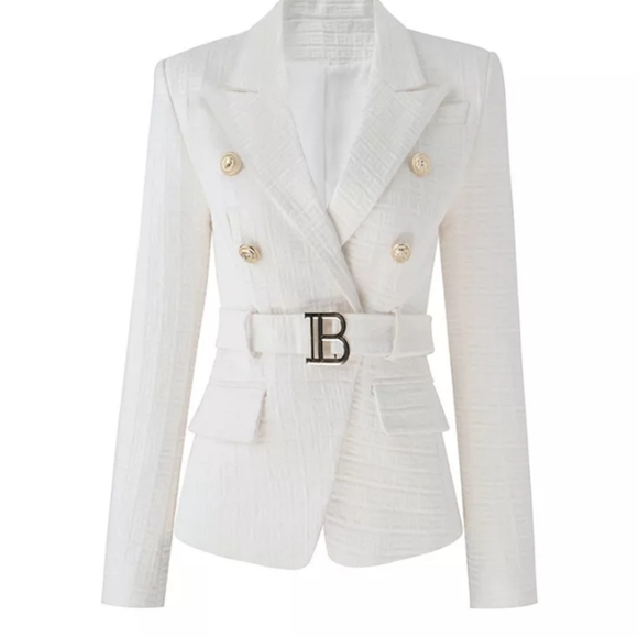 Balmain Jackets & Blazers - BalmainMonogram-jacquard Blazer W/ Belt